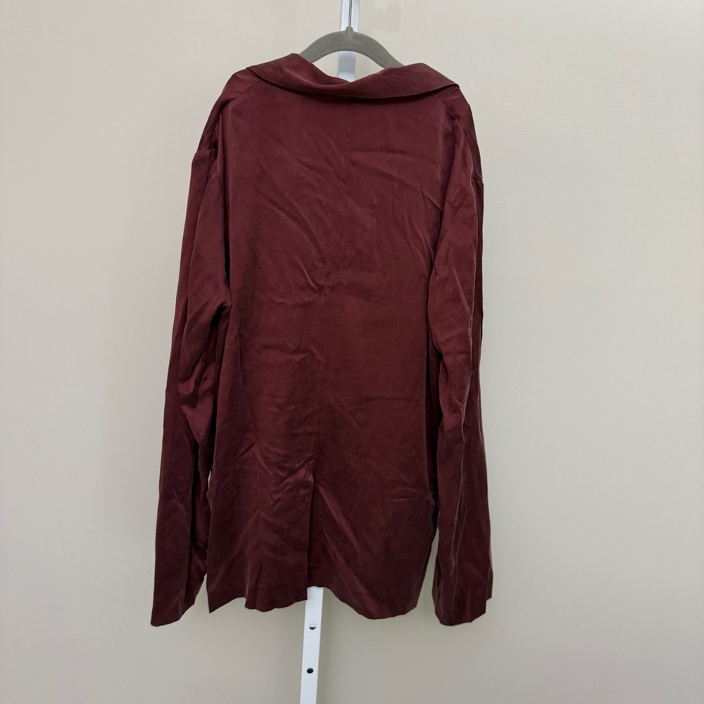 Zara SILK PAJAMAS - Maroon SIZE S TOP AND BOTTOM - Picture 5 of 9